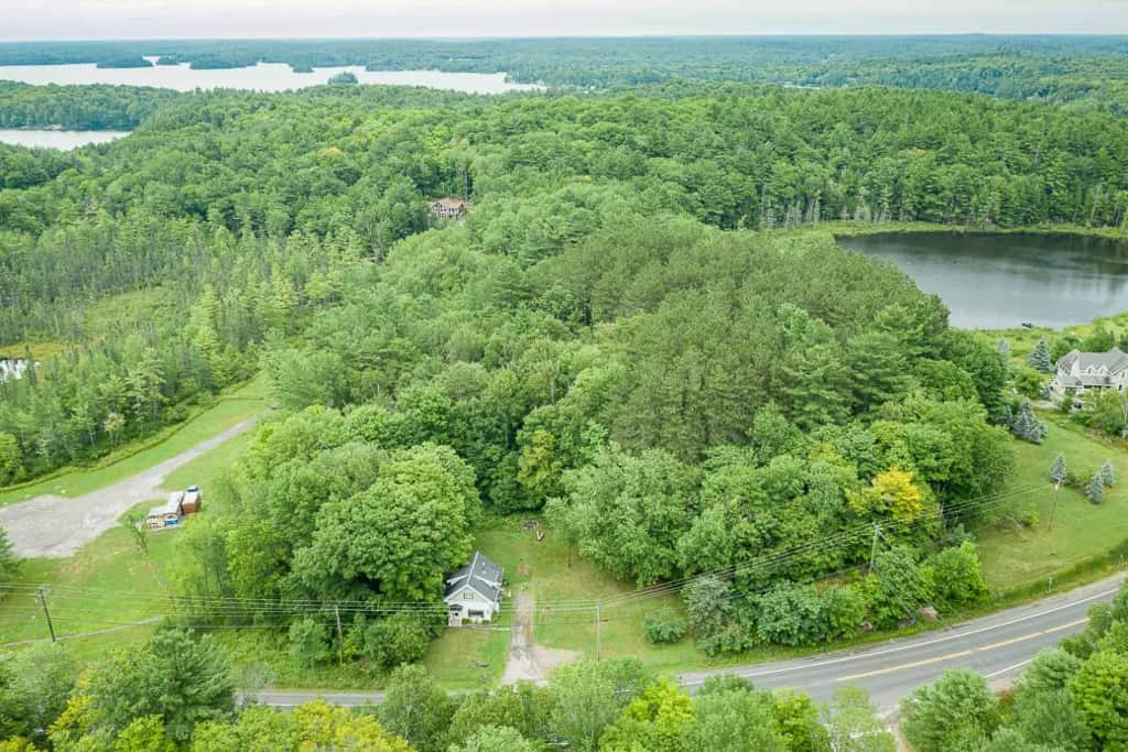 3138 Muskoka Road 118 - aerial view of the property surrounded by trees