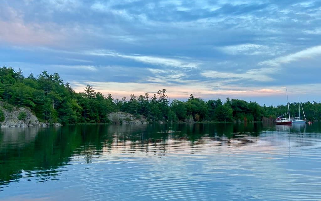 Twilight sky over Kahshe Lake.